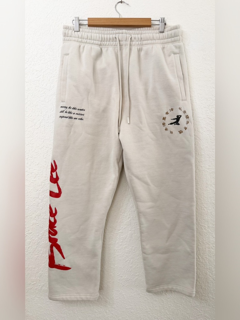 Bruce Lee x Shoe Palace Men's Cream Graphic Sweatpants - L